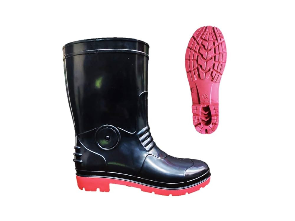 Gum Boot   15"Red& Black With Lining With Toe