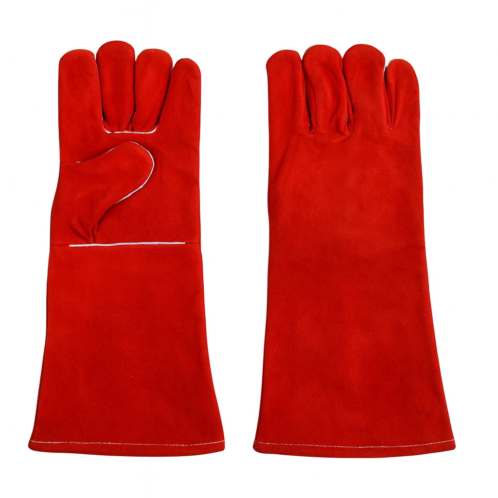 Red Leather Hand Gloves.