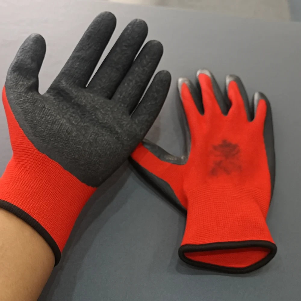Nitrile Coated Red Black Hand Gloves