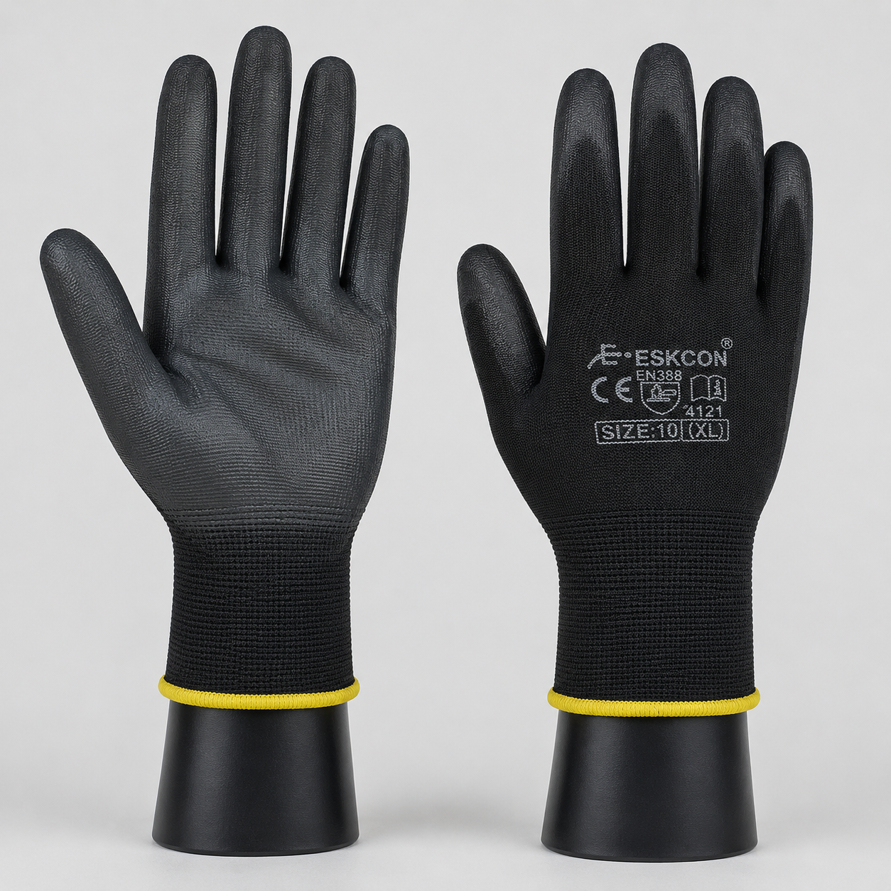 Pu Coated Black On Black Hand Gloves
