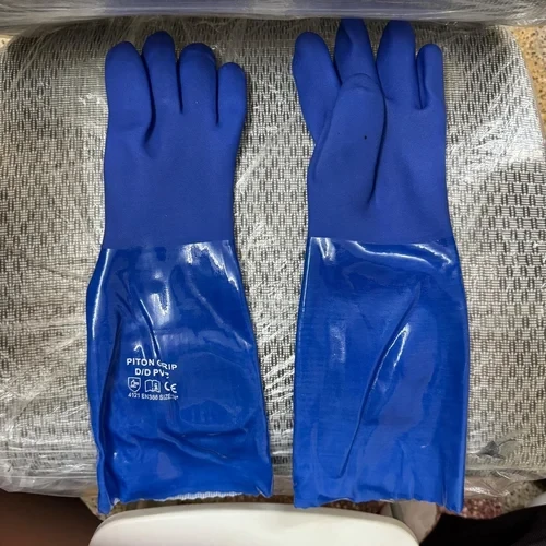 PVC HAND GLOVES BLUE 12"