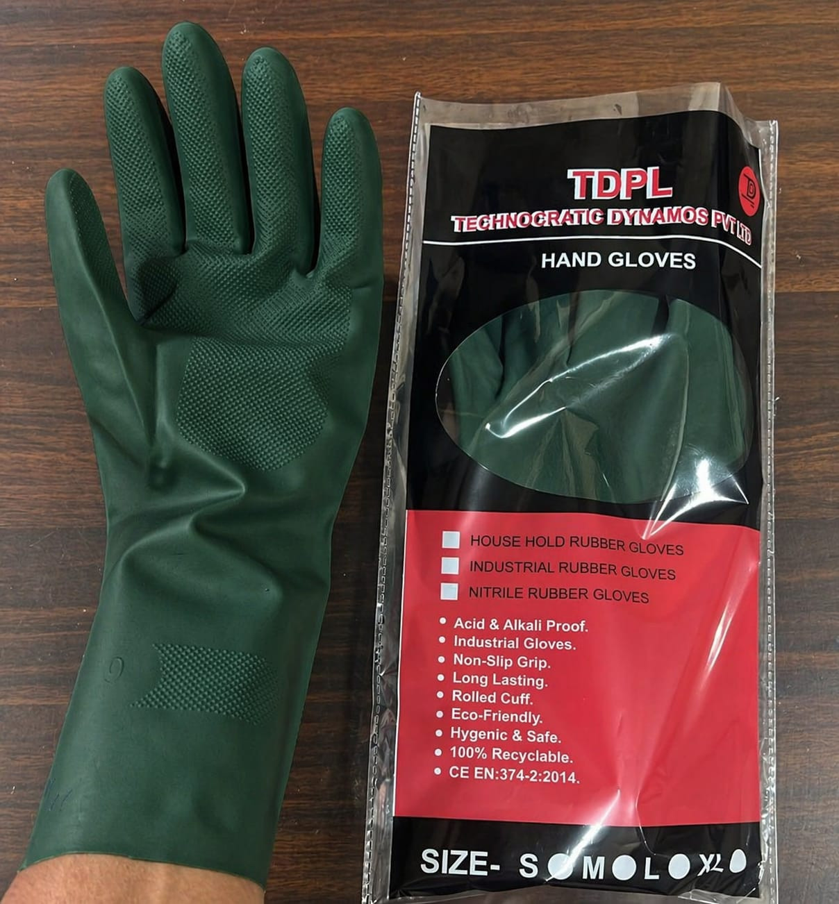TDPL NITRILE DARK GREEN HAND GLOVES 14''