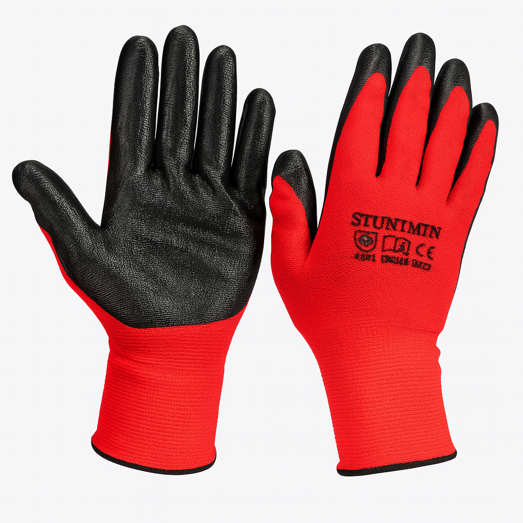 Nitrile Coated Red Black Hand Gloves