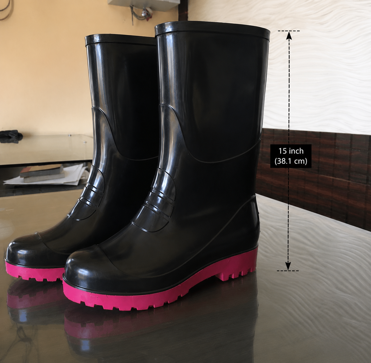 Gum Boot   15"Red& Black With Lining With Toe