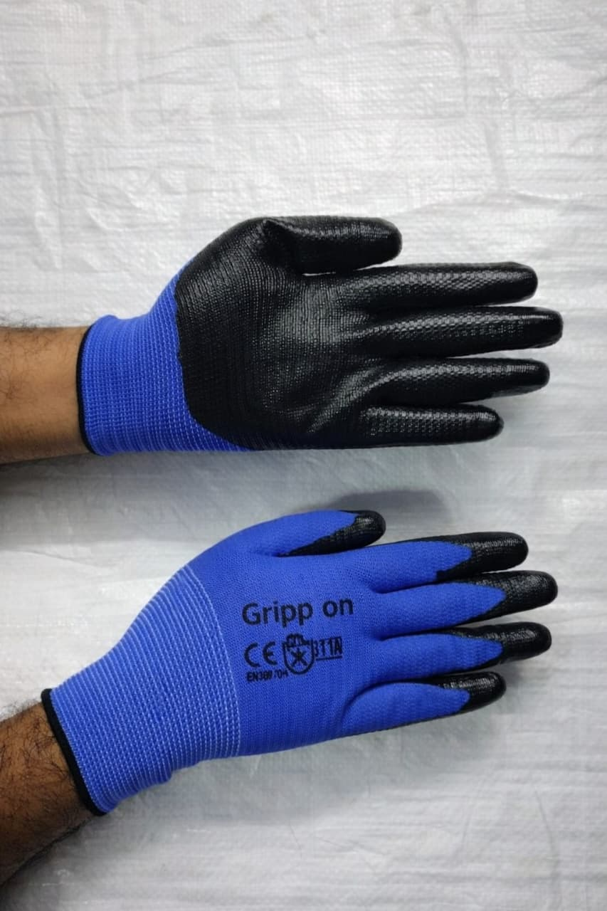Nitrile Coated Blue On Black