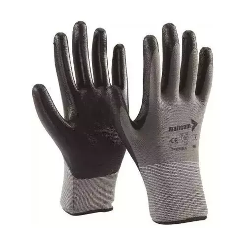 Mallcom Seamless Nitrile Dipped Gloves Black