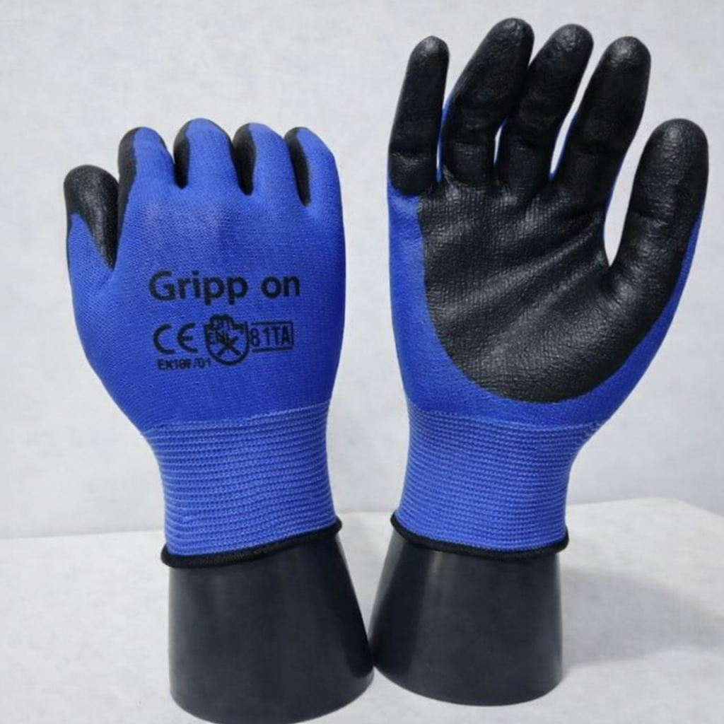 Nitrile Coated Blue On Black