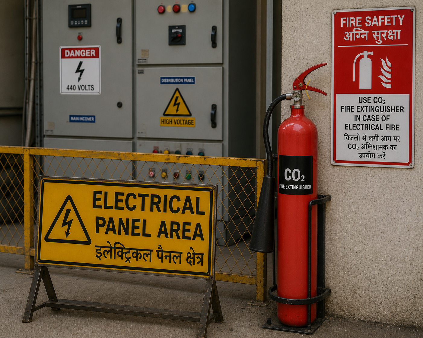 इलेक्ट्रिकल पैनल में क्षेत्र आग बुझाने वाला यंत्र(CO2)