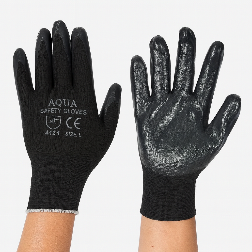 Nitrile Coated Black On Black Hand Gloves