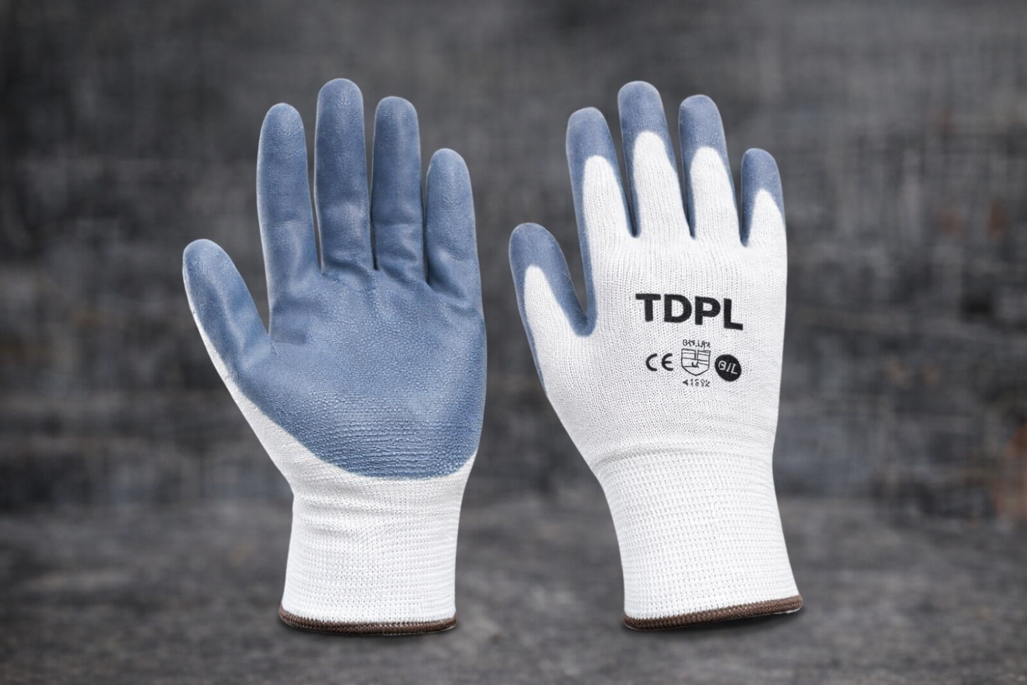 NITRILE COATED WHITE GREY HAND GLOVES TDPL