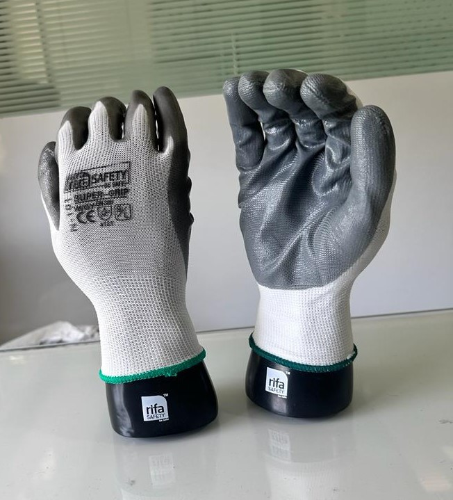 Rifa Nitrile White Grey Hand Gloves