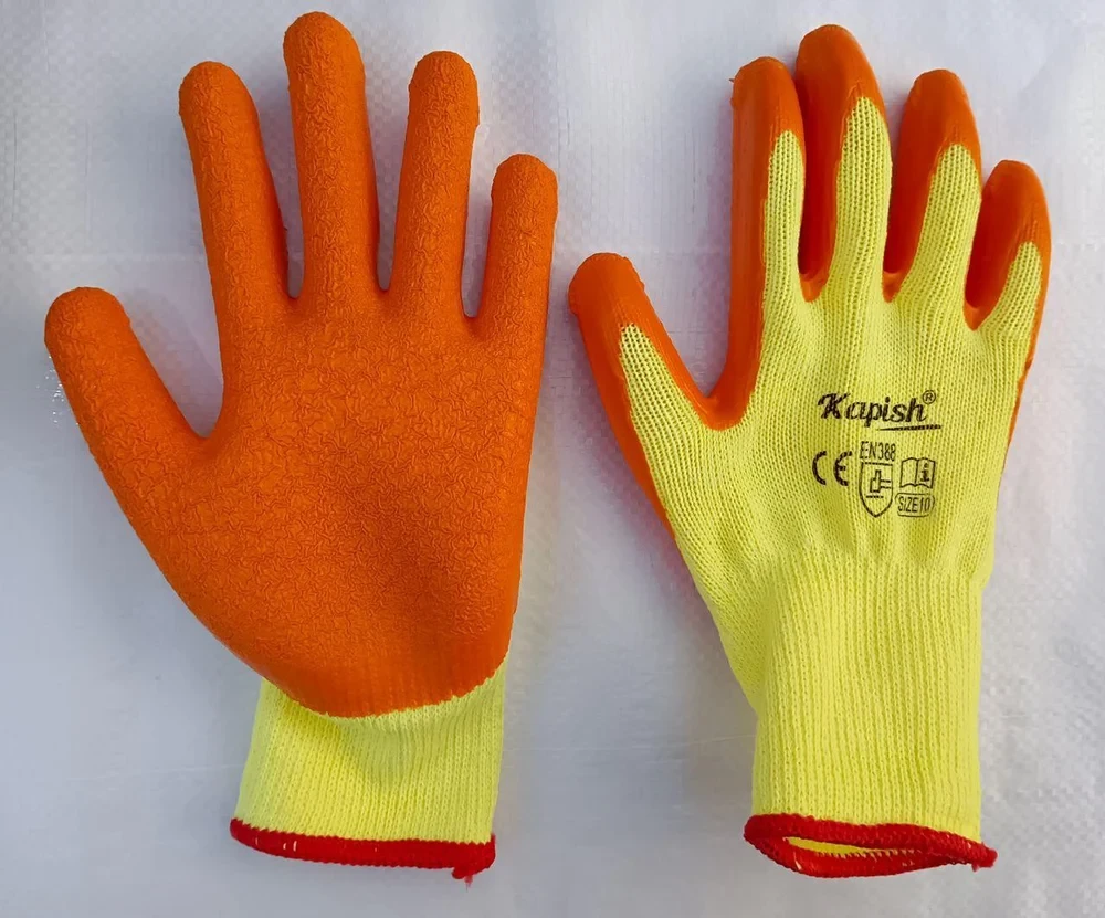 Letex Coated Hand Gloves Yellow Orange