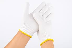 Polyster Lint Free Hand Gloves White