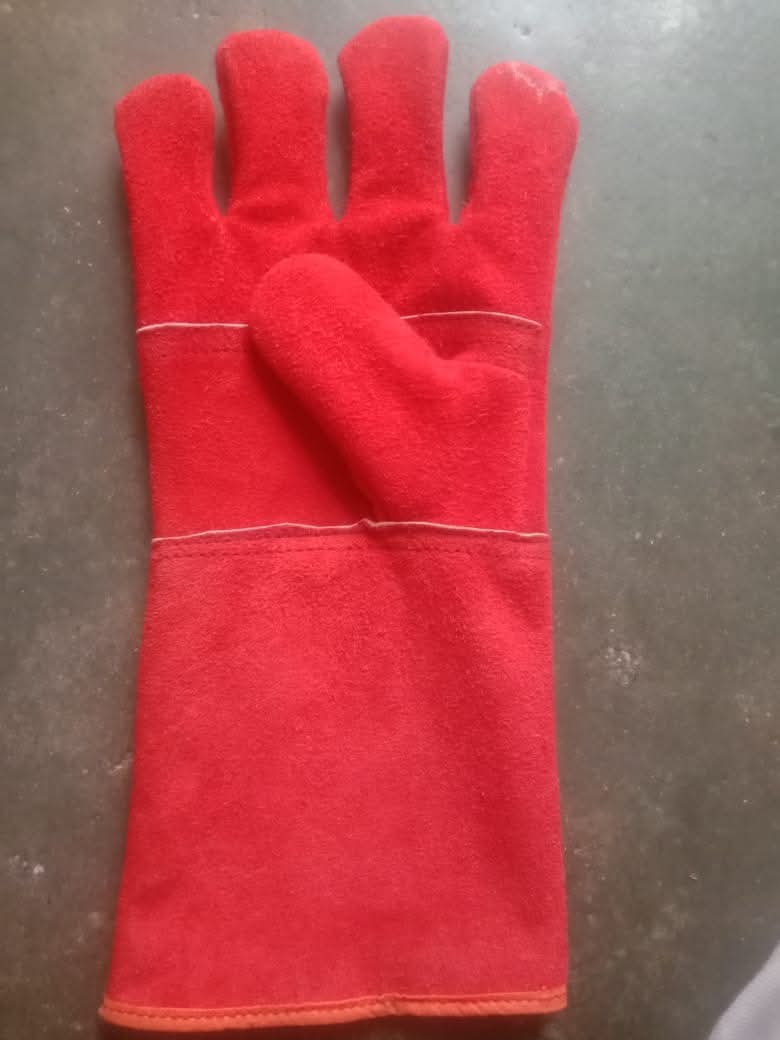 Red  Leather Hand Gloves Without Lining