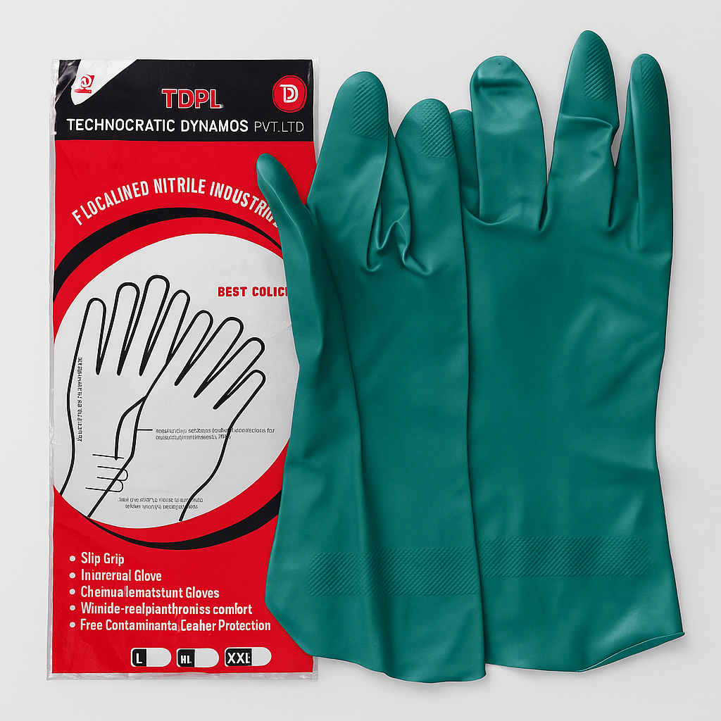 TDPL Nitrile hand gloves -Dark green. 14 inch