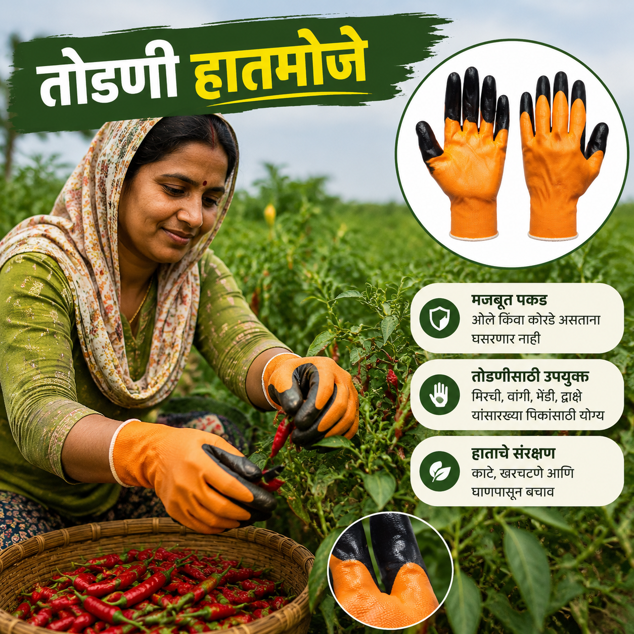 तोडणी हातमोजे